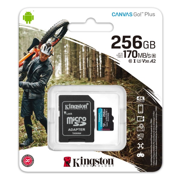Flash Card/ Kingston  Canvas Go  Plus microSD Memory Card  170MB/s  SDCG3/256GB