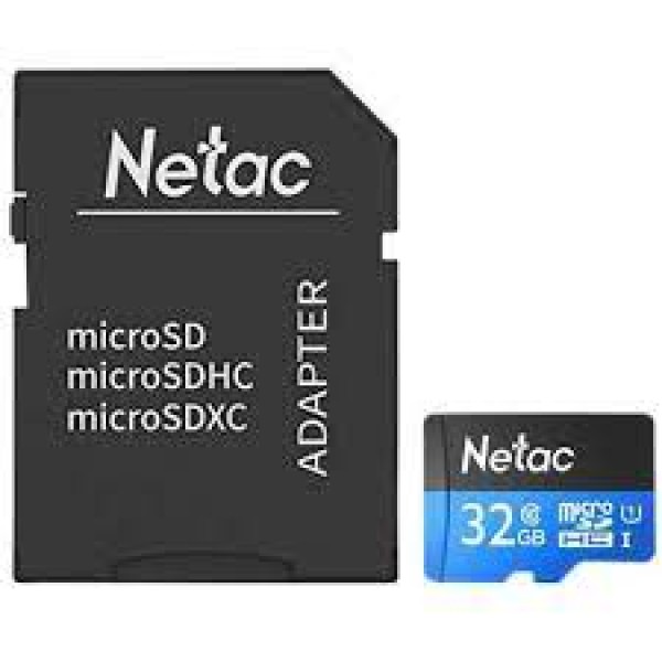 მიკრო-SD NT02P500STN-032G-S, NETAC, P500 Standard MicroSDHC 32GB U1/C10 up to 90MB/s, retail pack card only