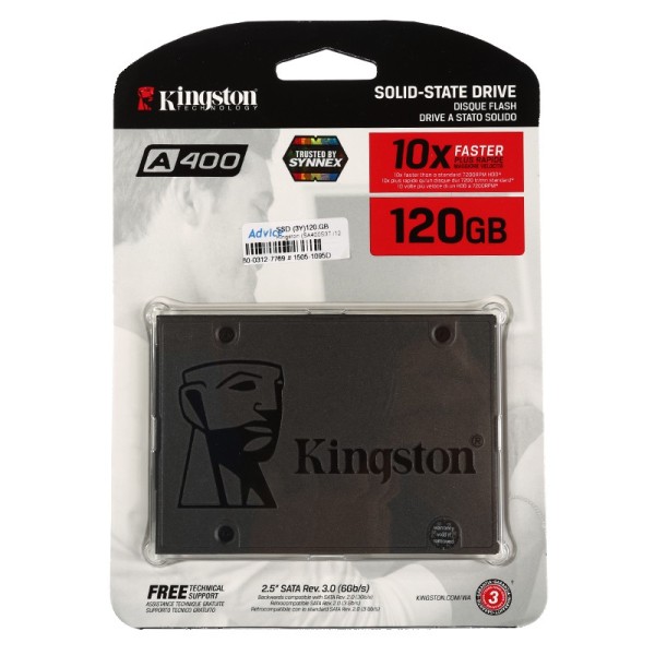 SA400S37/120GB, Kingston A400 SATA 3 2.5 Solid State Drive ,  SATA III - 6Gb/s, 500 MB/s