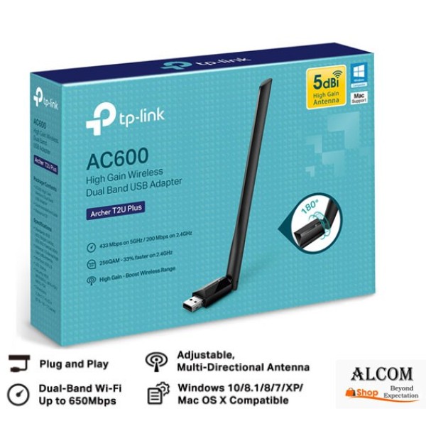 Archer T2U Plus, TP-Link, AC600 Wireless Dual Band USB Adapter