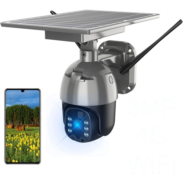 კამერა PTZ 3MP 4G/Solar Camera მზის პანელით და აკუმულატორით