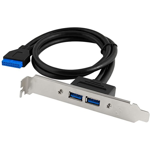 USB slot plate USB 3.0 2x 20 PIN plug 0,6m