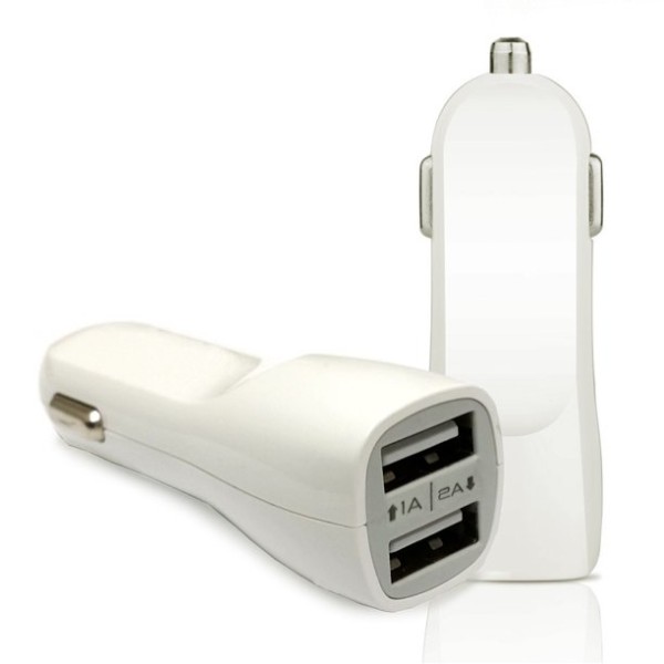 Dual USB Car Charger 2A max  white