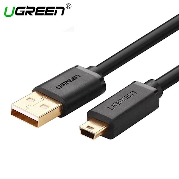USB ადაპტერი US132 UGREEN (10355) USB 2.0 A Male To Mini 5 Pin Male cable Gold-plated1M